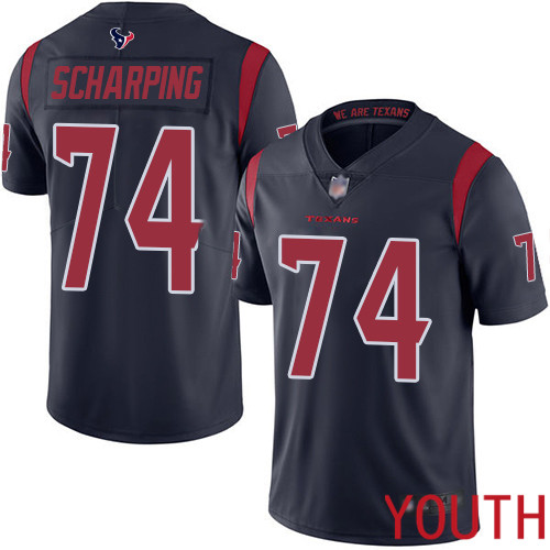 Houston Texans Limited Navy Blue Youth Max Scharping Jersey NFL Football #74 Rush Vapor Untouchable->youth nfl jersey->Youth Jersey